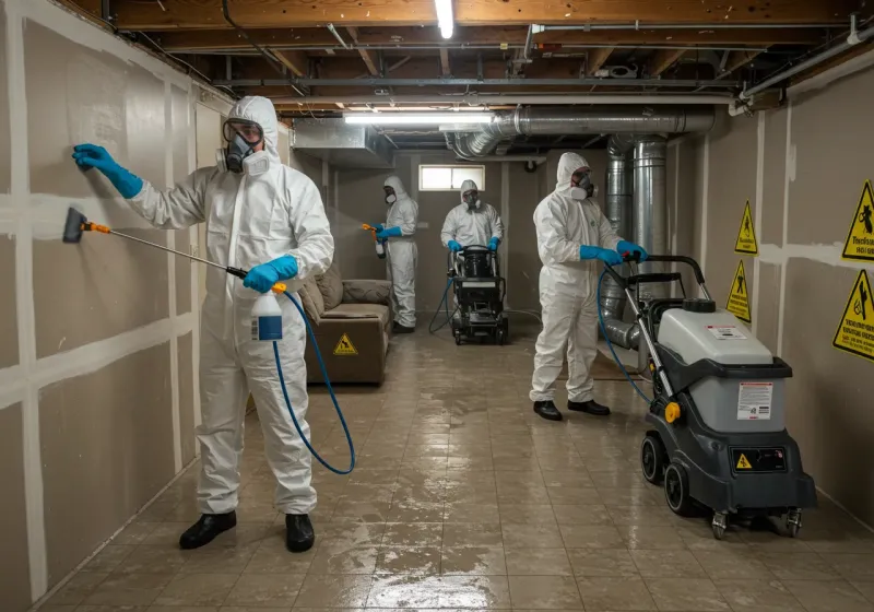 Basement Moisture Removal and Structural Drying process in Hazelwood, NC